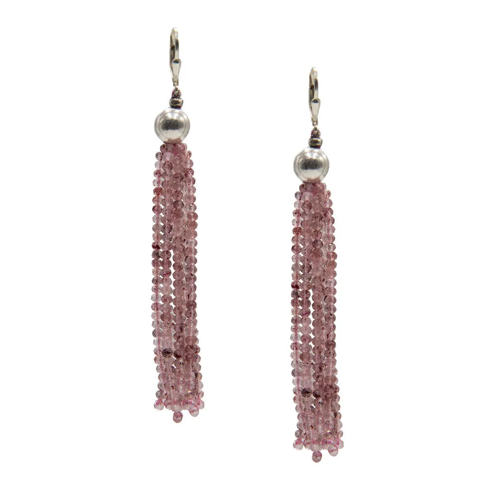 Avani, Strawberry Quartz Chandelier Earrings