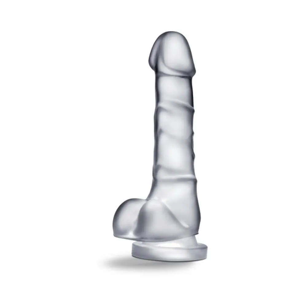 B Yours Diamond Quartz 7 in. Dildo with Balls Clear