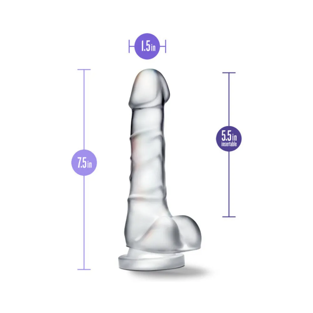 B Yours Diamond Quartz 7 in. Dildo with Balls Clear