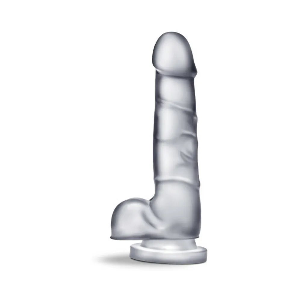 B Yours Diamond Quartz 7 in. Dildo with Balls Clear