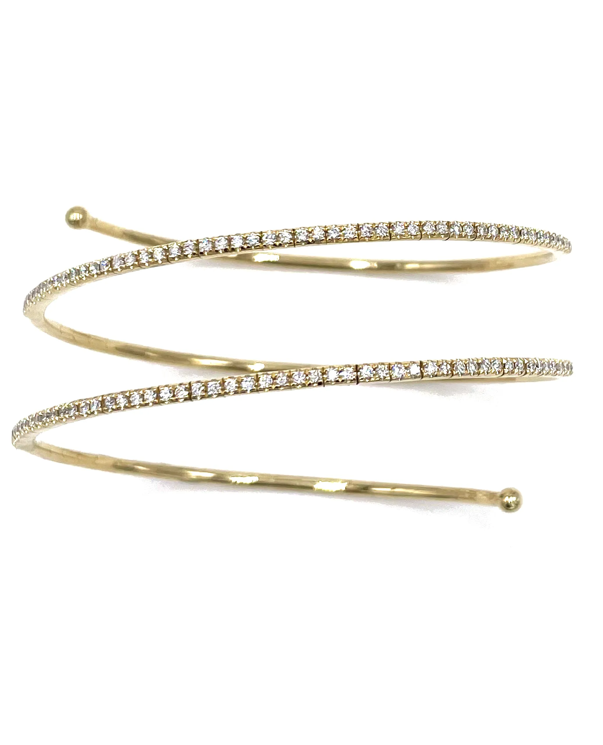 Bangle Bracelet in 18K Yellow Gold with Diamonds (Watch Video)