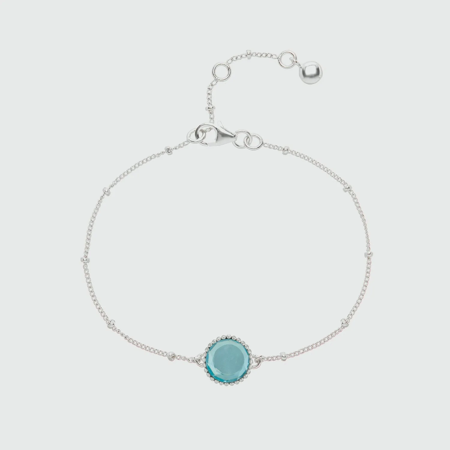 Barcelona Silver March Blue Topaz Birthstone Bracelet