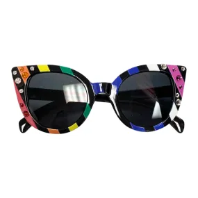 Bari Lynn Crystallized Stripe Sunglasses - Black