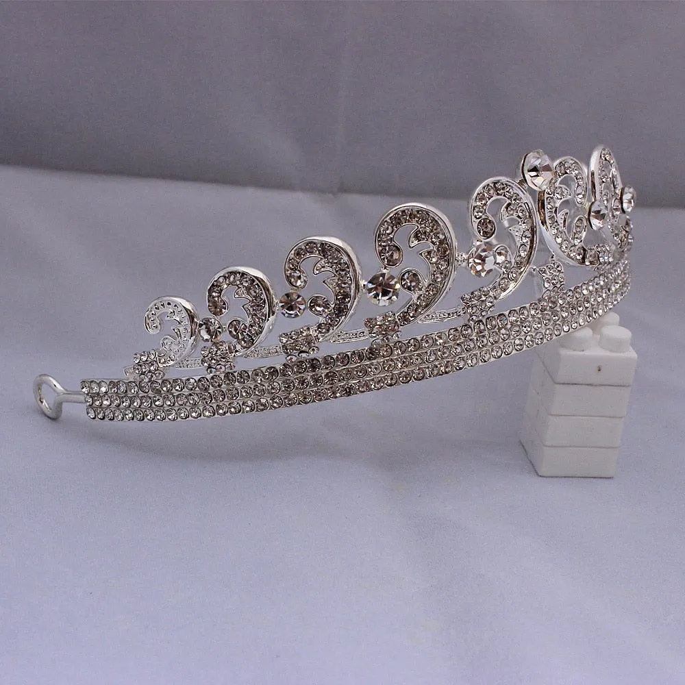 Baroque Princess Diana William Kate Bridal Crown Tiaras Boutique Rhinestone Diadem Veil Tiara Headbands Wedding Hair Accessories