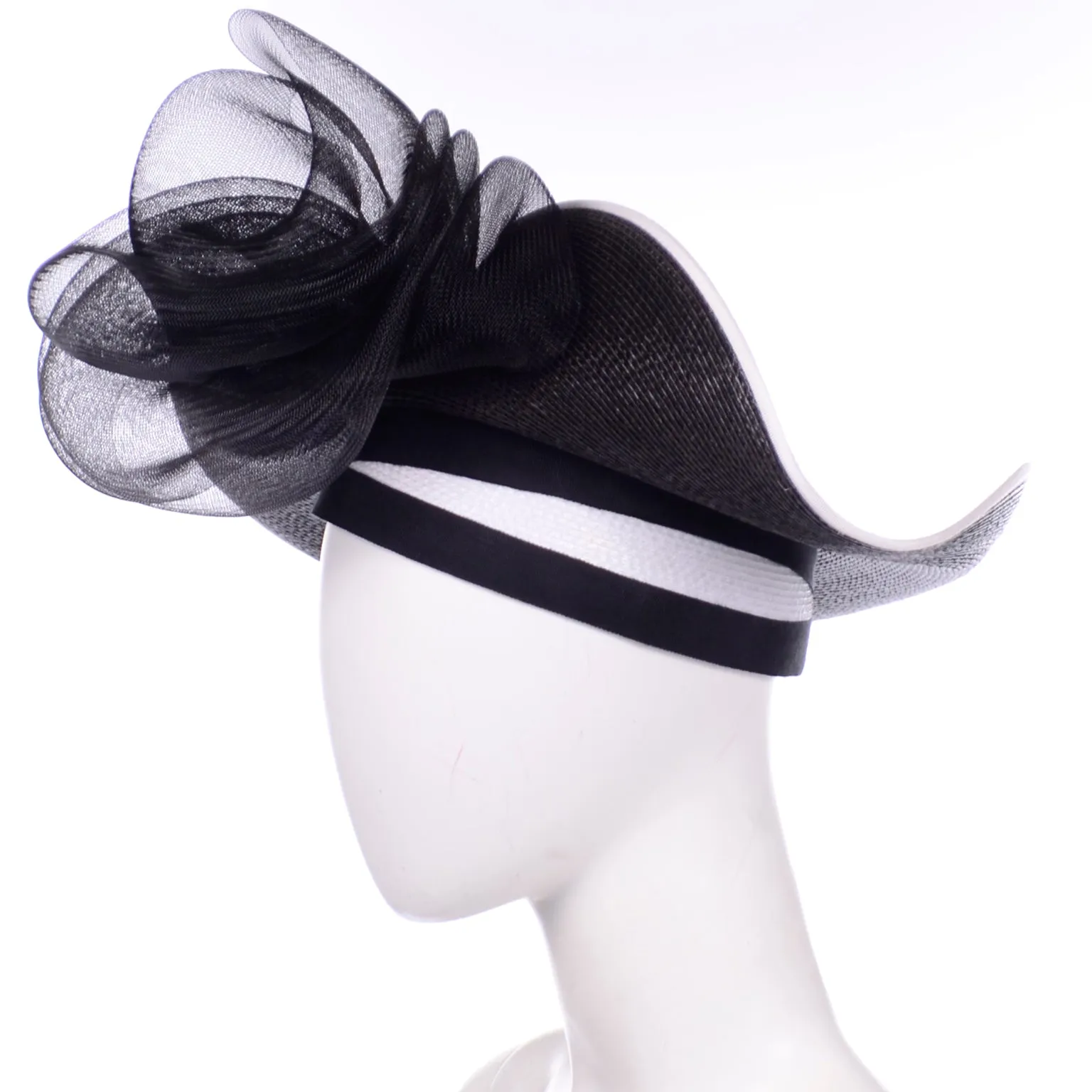 Bellini New York Vintage Black and White Straw Summer Statement Hat