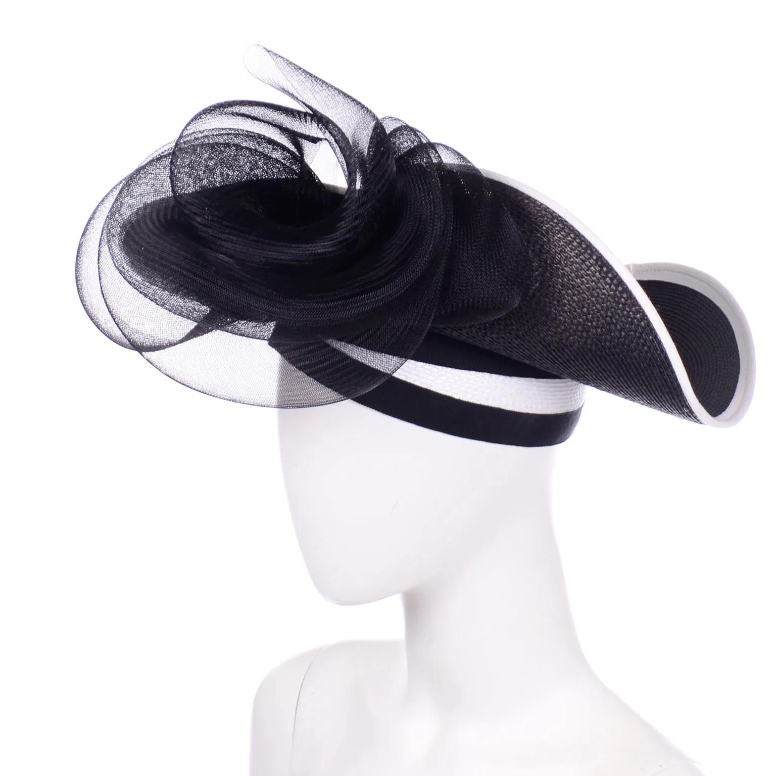 Bellini New York Vintage Black and White Straw Summer Statement Hat