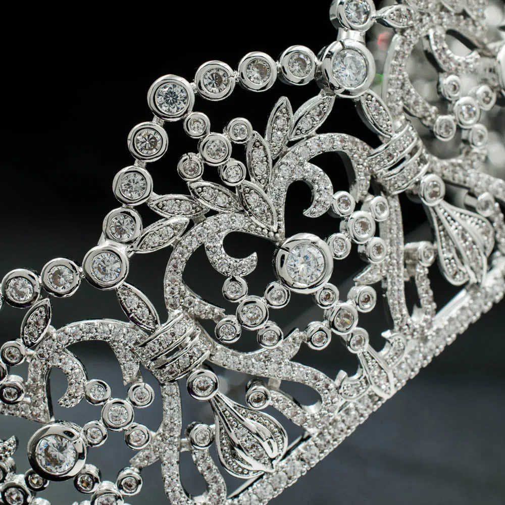 Big Cubic Zircon Wedding Tiara,Bridal Royal Diadem Hair Jewelry CH10174