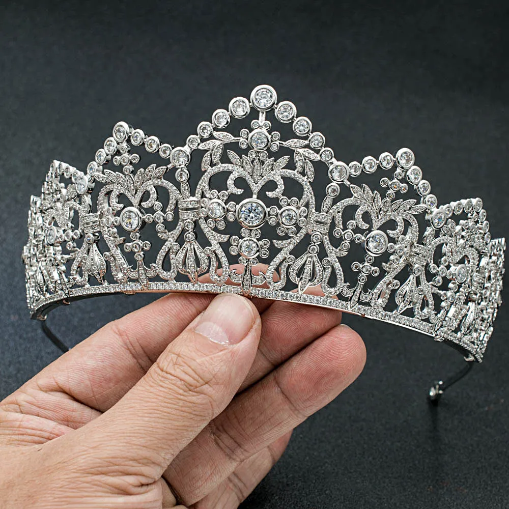 Big Cubic Zircon Wedding Tiara,Bridal Royal Diadem Hair Jewelry CH10174