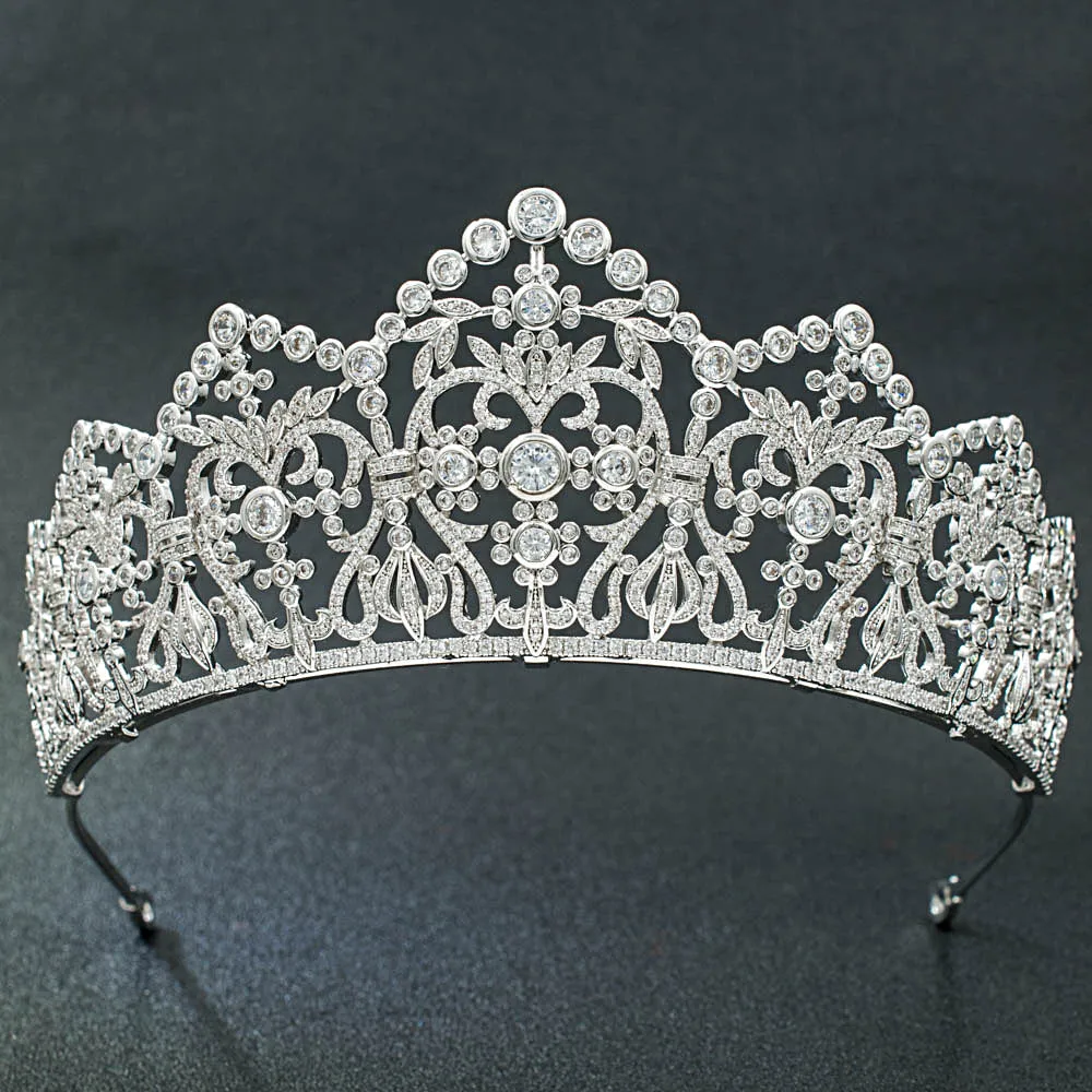 Big Cubic Zircon Wedding Tiara,Bridal Royal Diadem Hair Jewelry CH10174