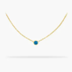 Birthday Necklace December- Blue Topaz Birthstone 14k gold necklace