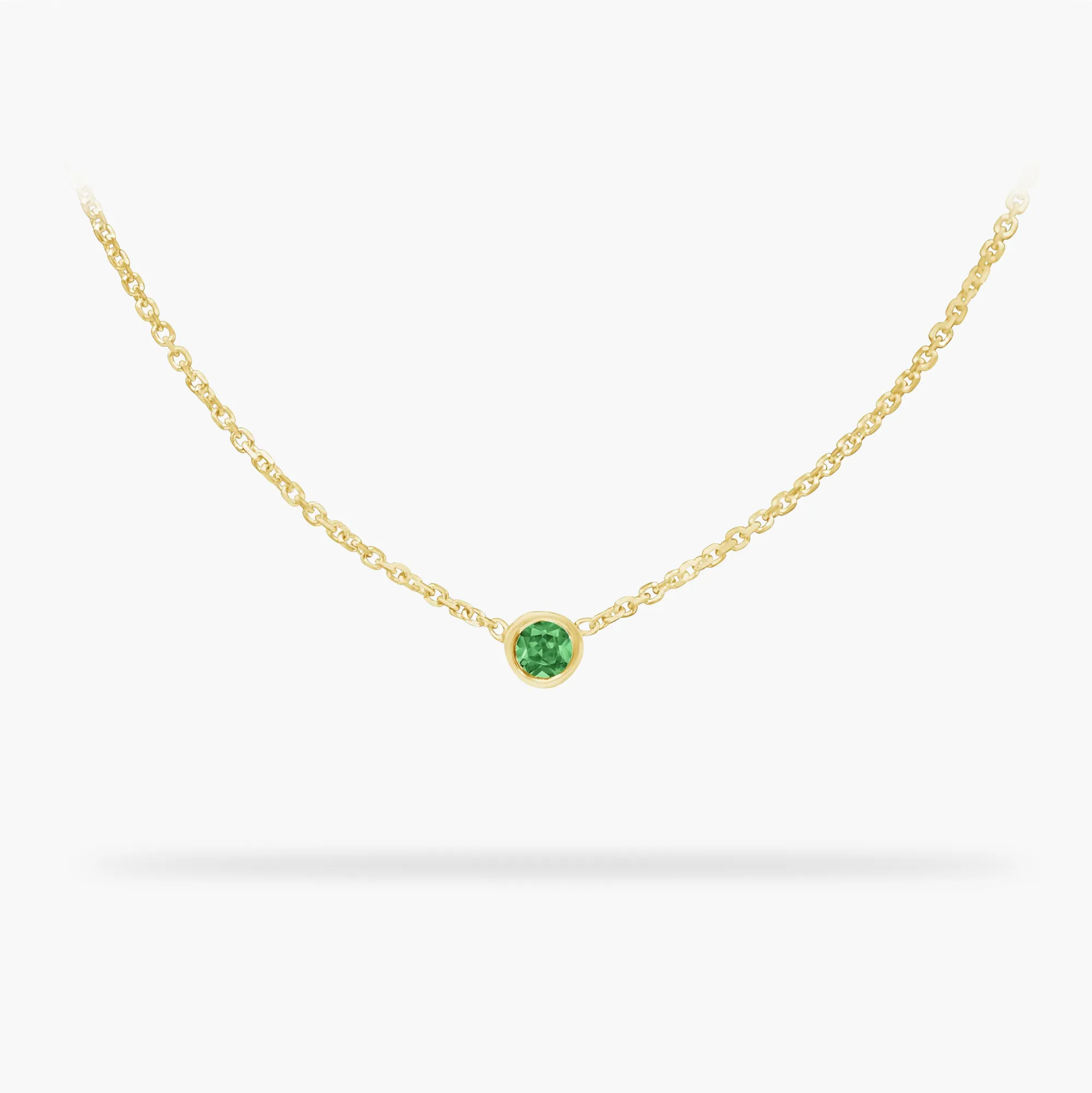 Birthday Necklace May - Emerald 14k gold necklace