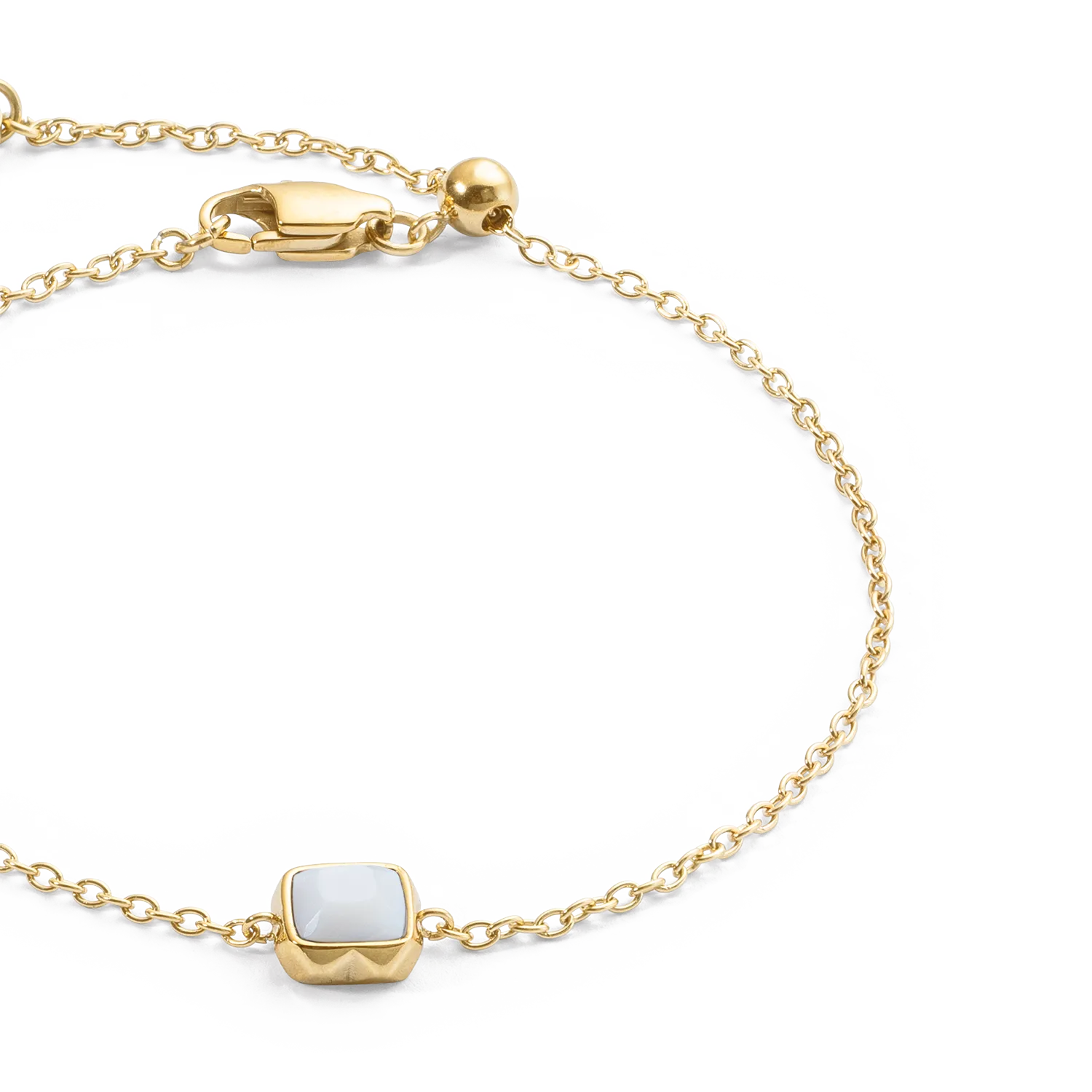 Birthstone April Bracelet White Quartz Gold