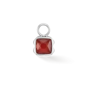 Birthstone January Charm Red Agate Silver