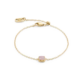 Birthstone October Bracelet Rose Quartz Gold