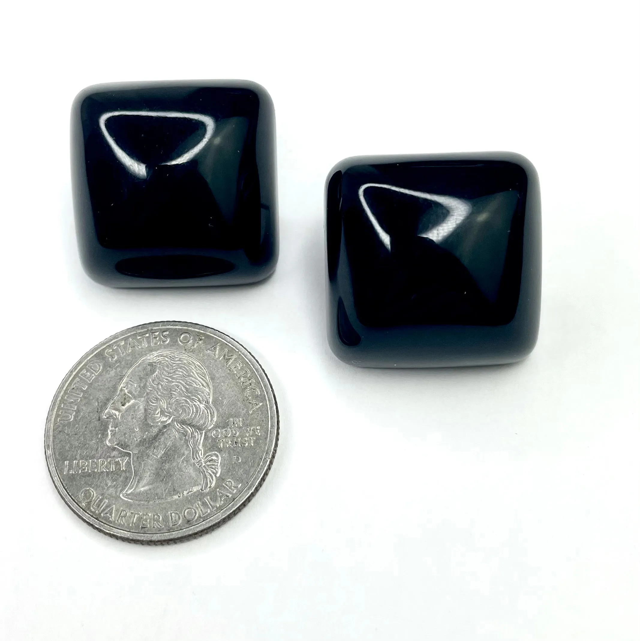 Black Deco Chunky Square Stud Earrings