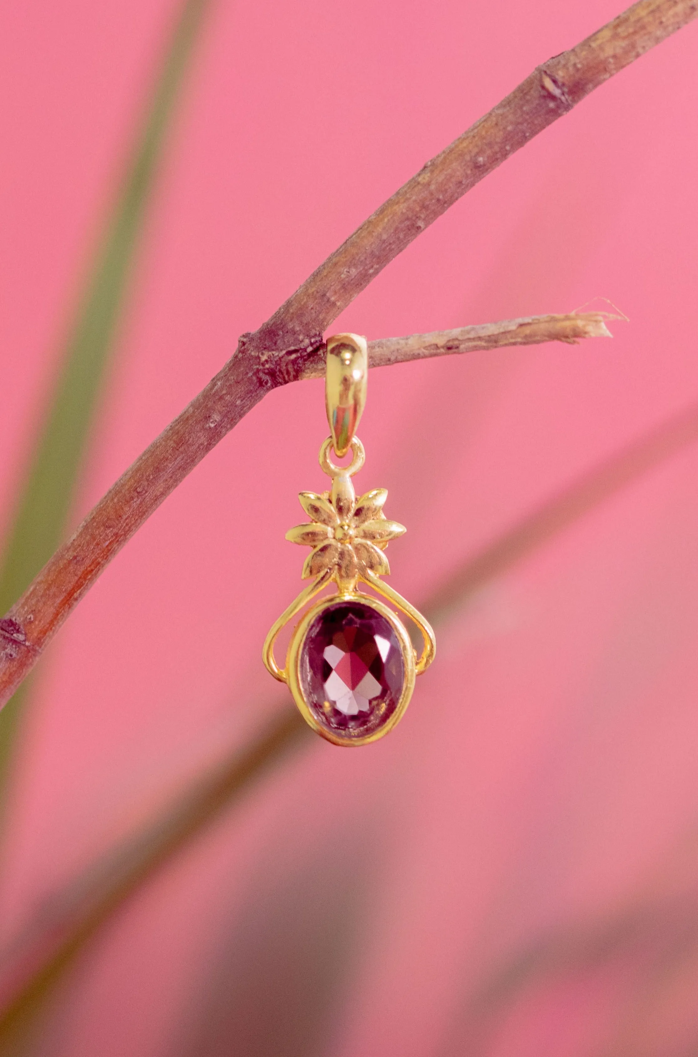 Bloom Flower Pendant Smoky Quartz