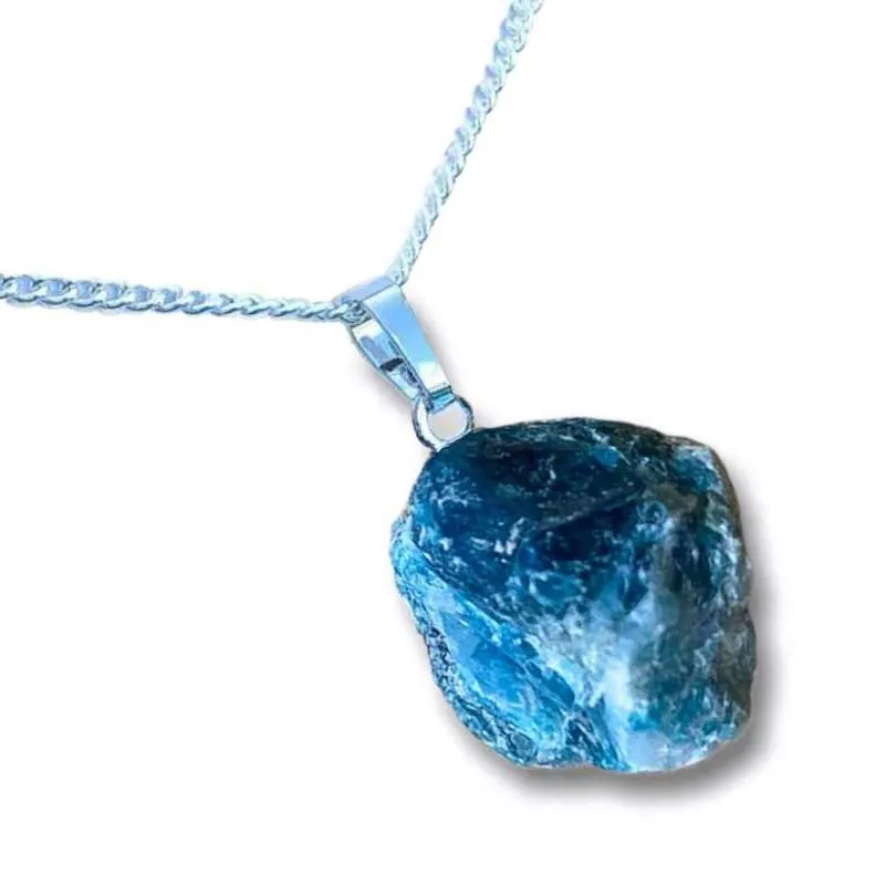 Blue Apatite Stone Pendant Necklace