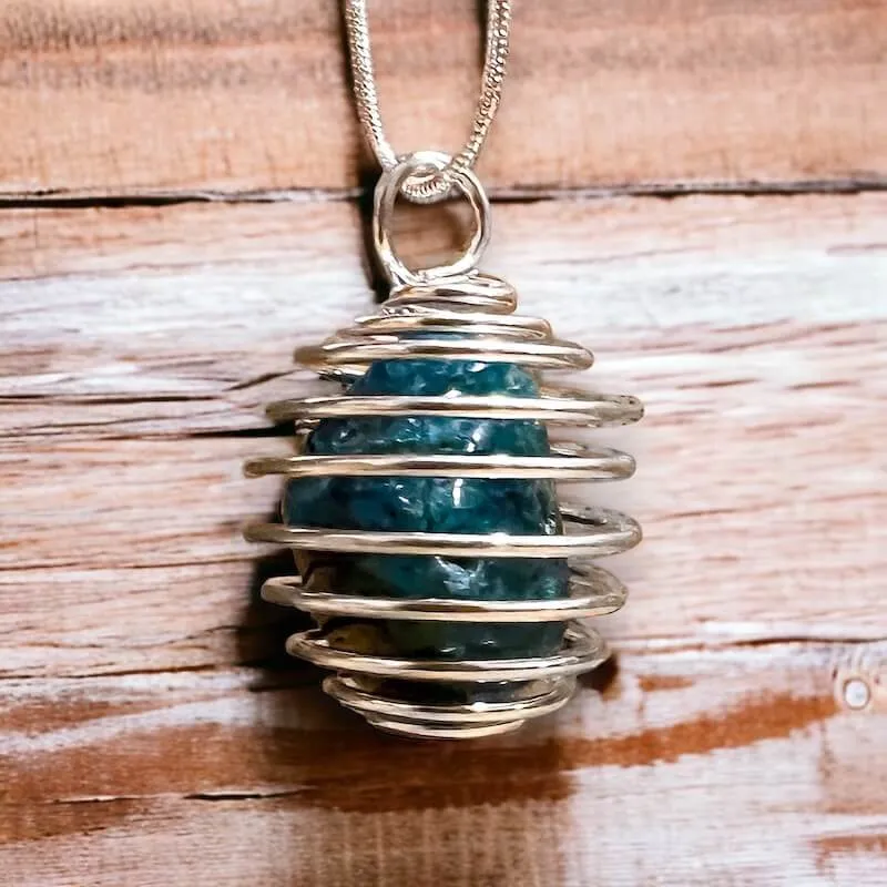 Blue Apatite Stone Pendant Necklace