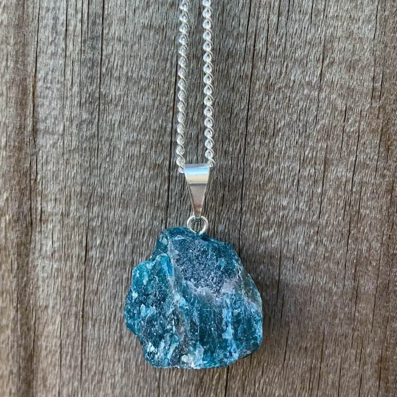 Blue Apatite Stone Pendant Necklace