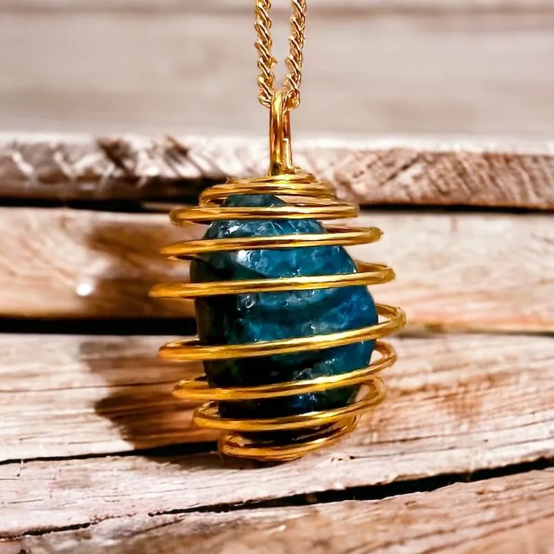 Blue Apatite Stone Pendant Necklace