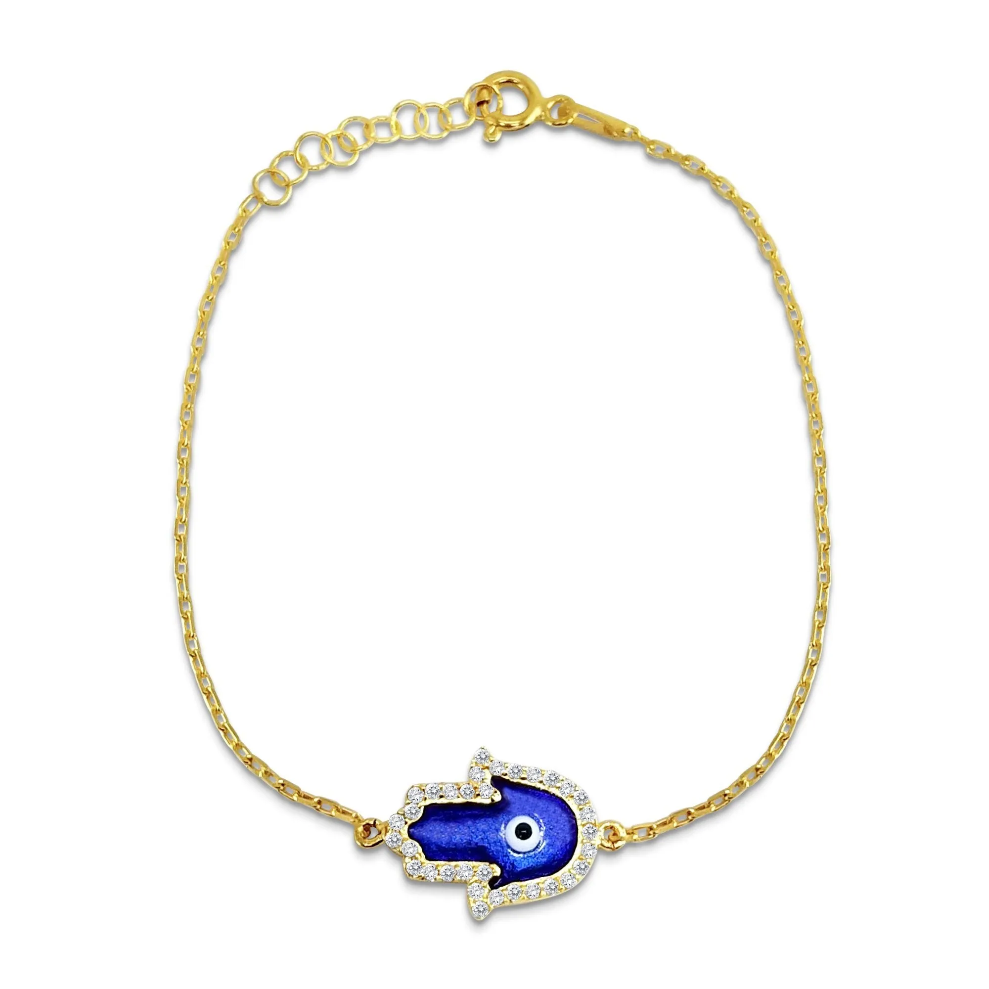 Blue Hamsa Hand Lucky Evil Eye Bracelet