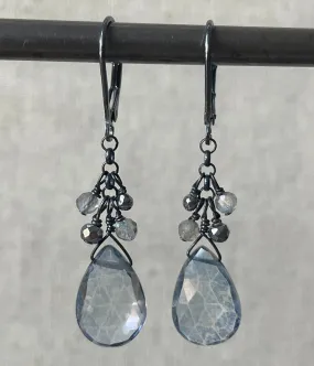 Blue Quartz Cluster Earrings