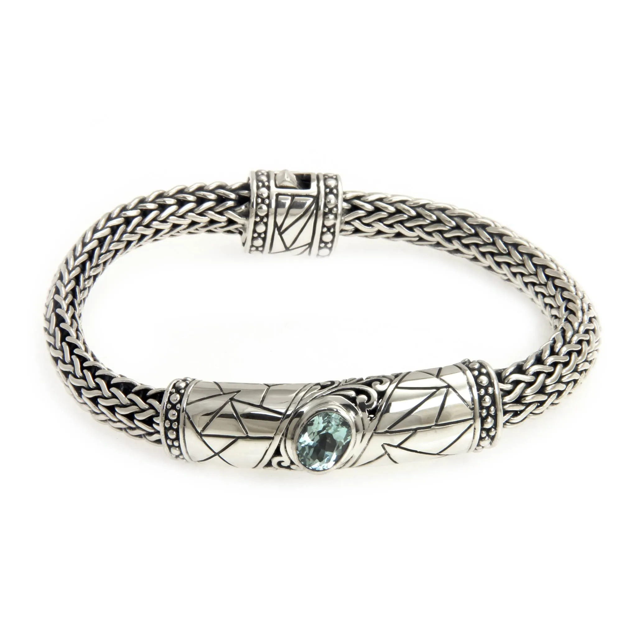 Blue Topaz & Sterling Silver Cuff Bracelet