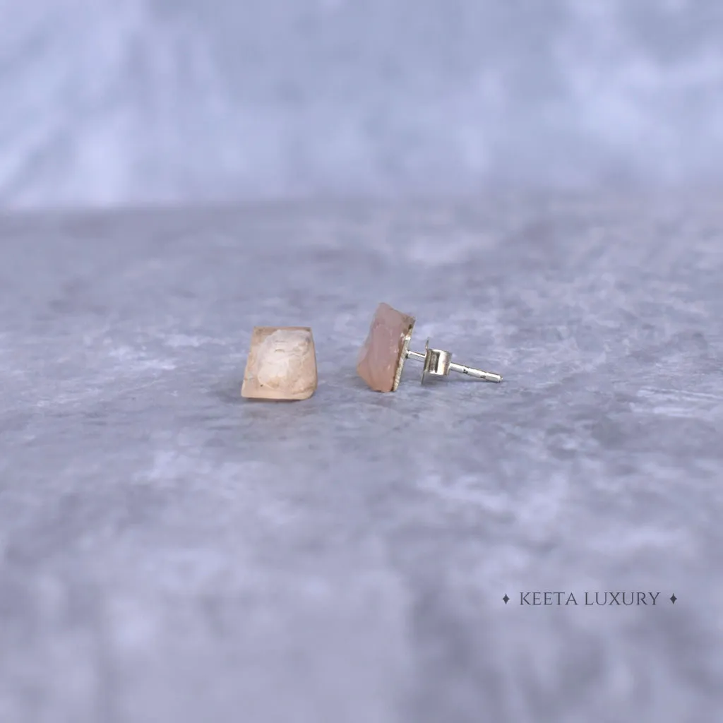 Boho Bloom - Raw Rose Quartz Earrings