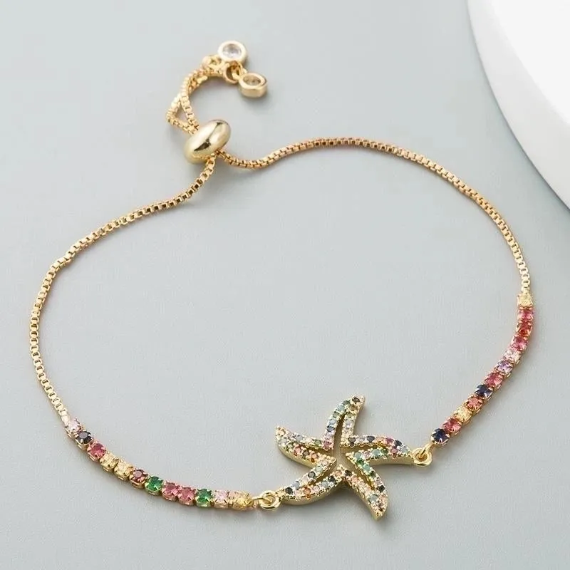 Bracelet Fashion Bracelet Copper Inlaid Color Zircon Pulling Bracelet Girlfriend Bracelet