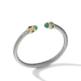 Bracelet in Sterling Silver with Green Onyx, Chrome Diopside, Hampton Blue Topaz and 14K Yellow Gold