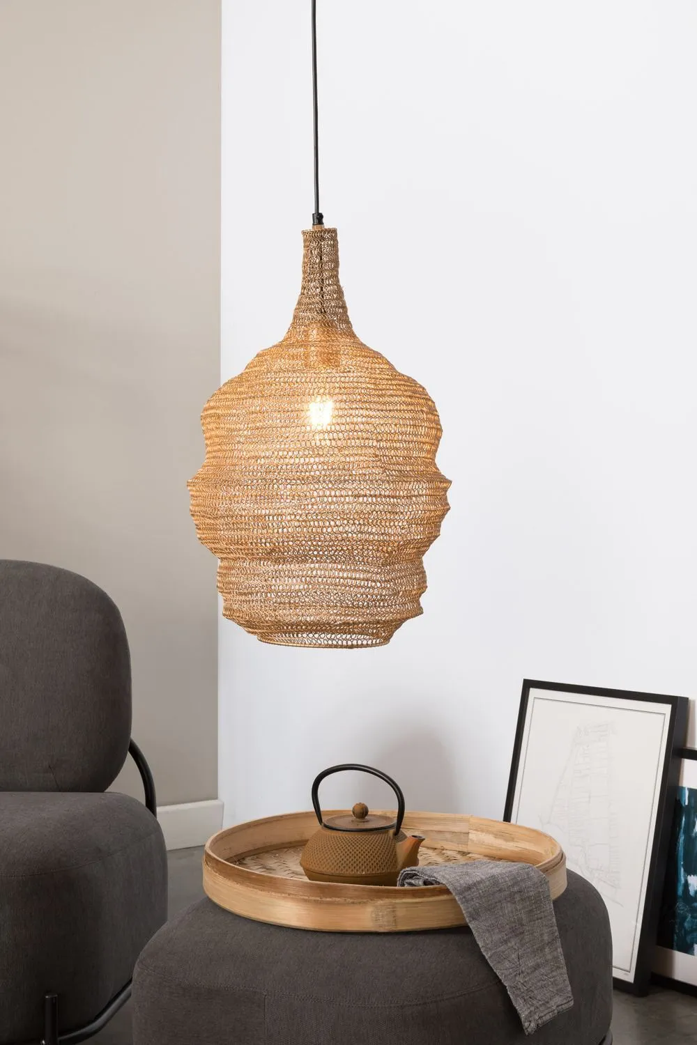 Brass Iron Mesh Pendant Lamp M | DF Lena