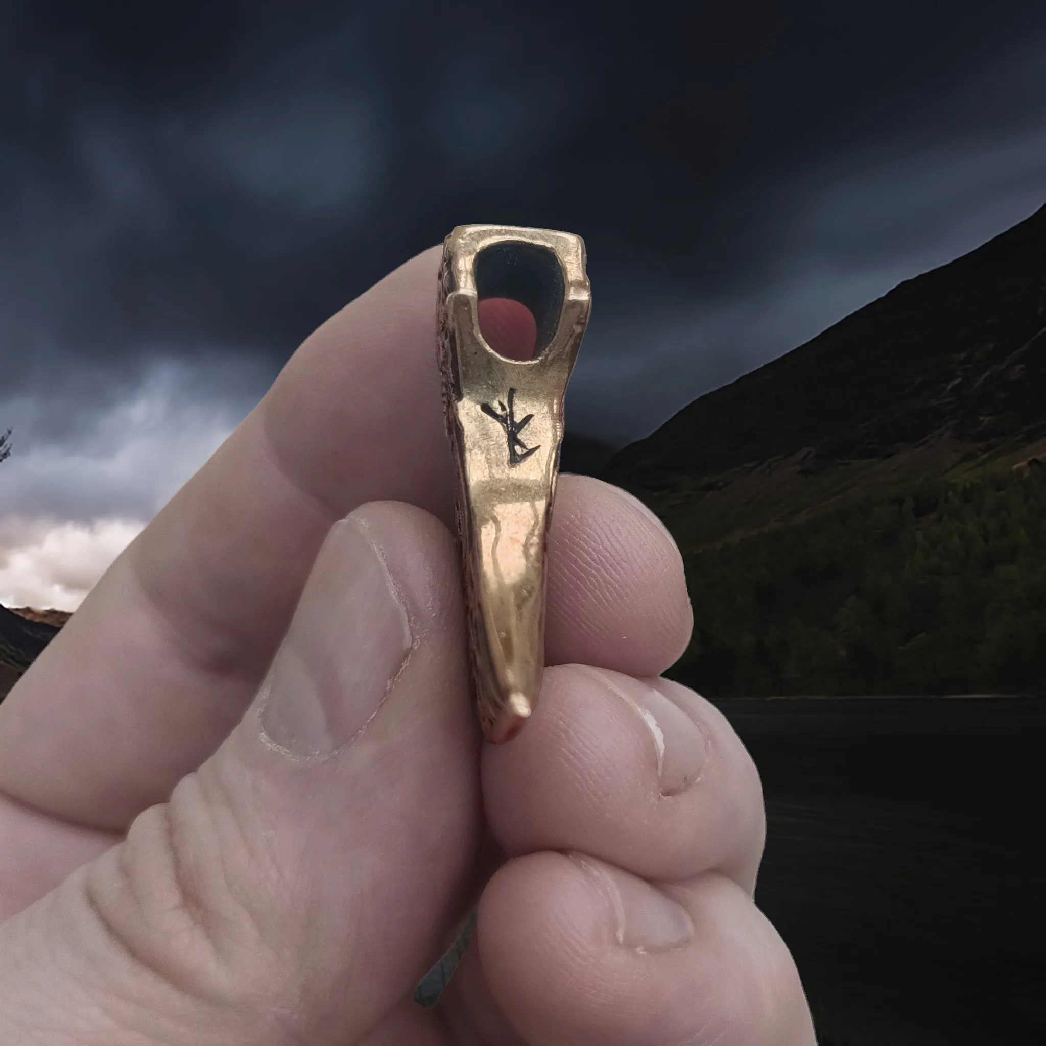 Bronze Knotwork Axe Head Pendant