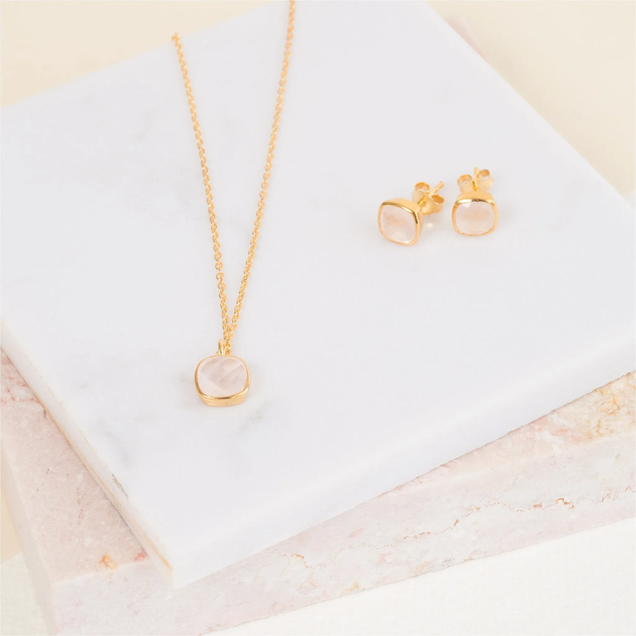 Brooklyn Rose Quartz & Gold Vermeil Stud Earrings