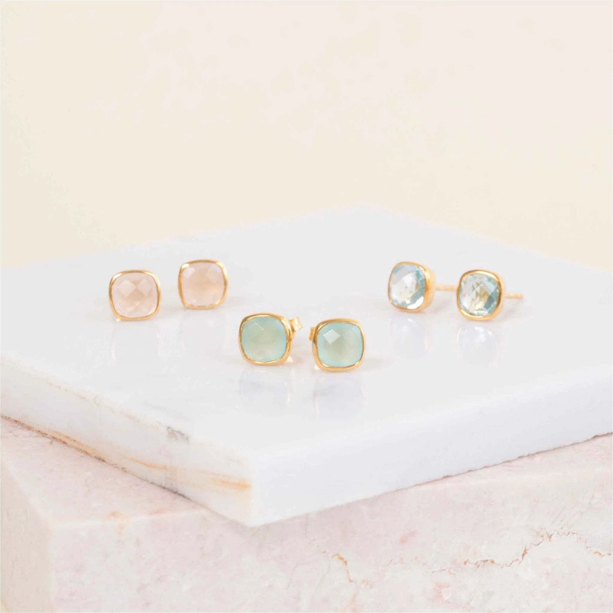 Brooklyn Rose Quartz & Gold Vermeil Stud Earrings