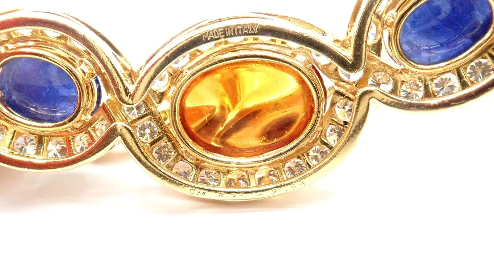 Bvlgari Bulgari 18k Yellow Gold Diamond Citrine Sapphire Link Necklace Paper