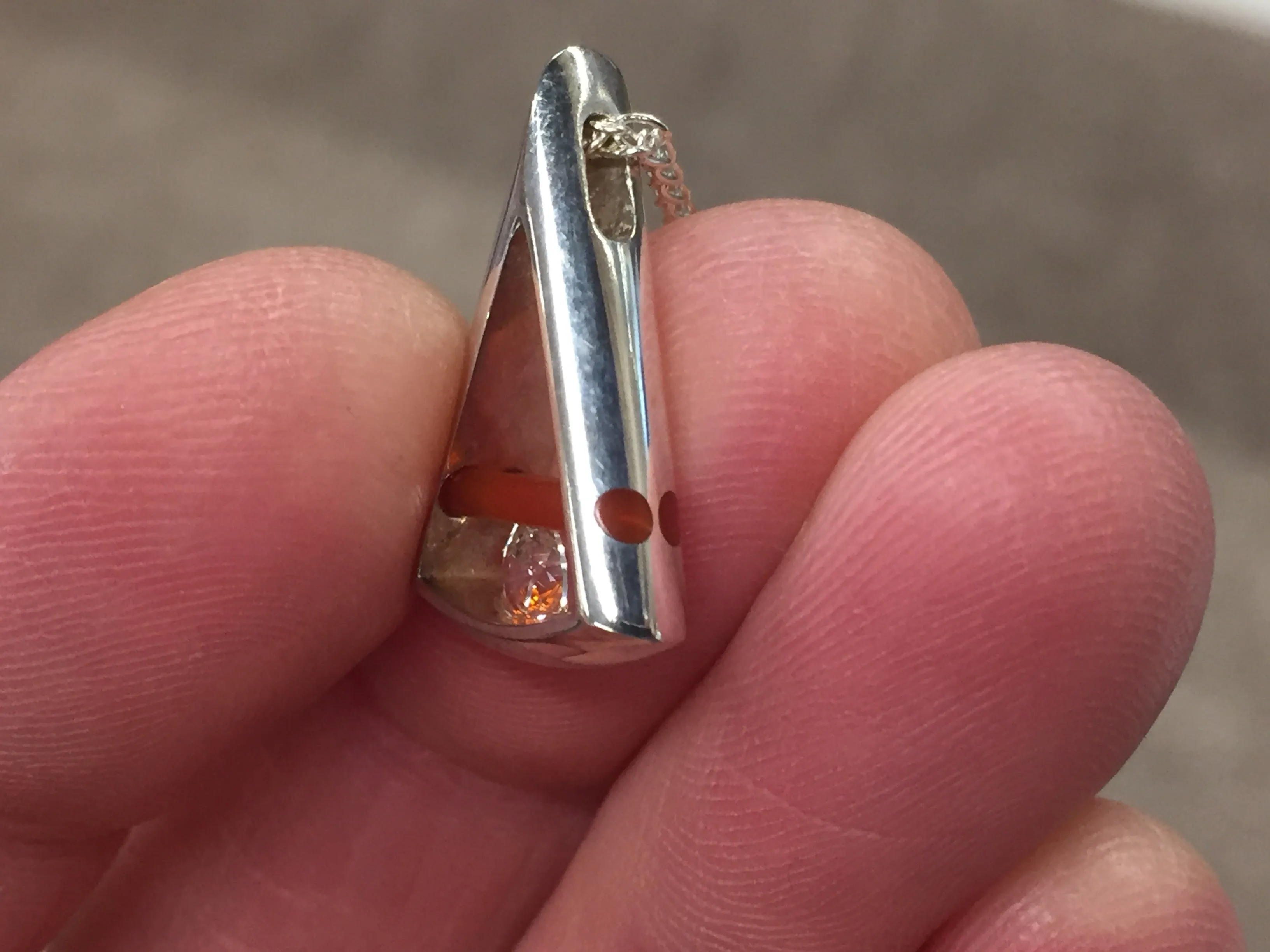 Carnelian Silver Cubic Zirconia Pendant With Chain John Kennedy