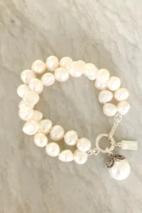 Caroline Double Strand Bracelet | Baroque Pearl & Marcasite Accent | By Pearly Girls