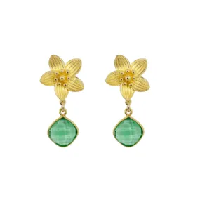 Cecile Green Quartz Drop Earrings