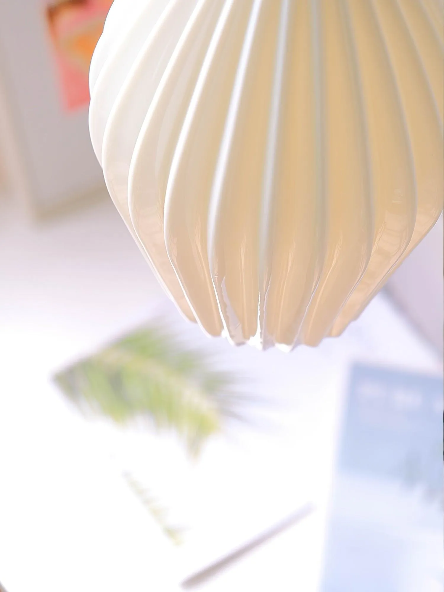 Ceramic Ribbed Pendant Light