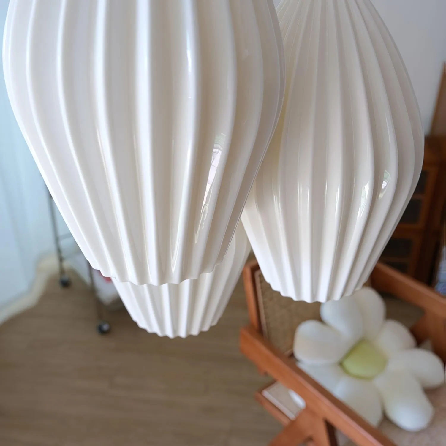 Ceramic Ribbed Pendant Light