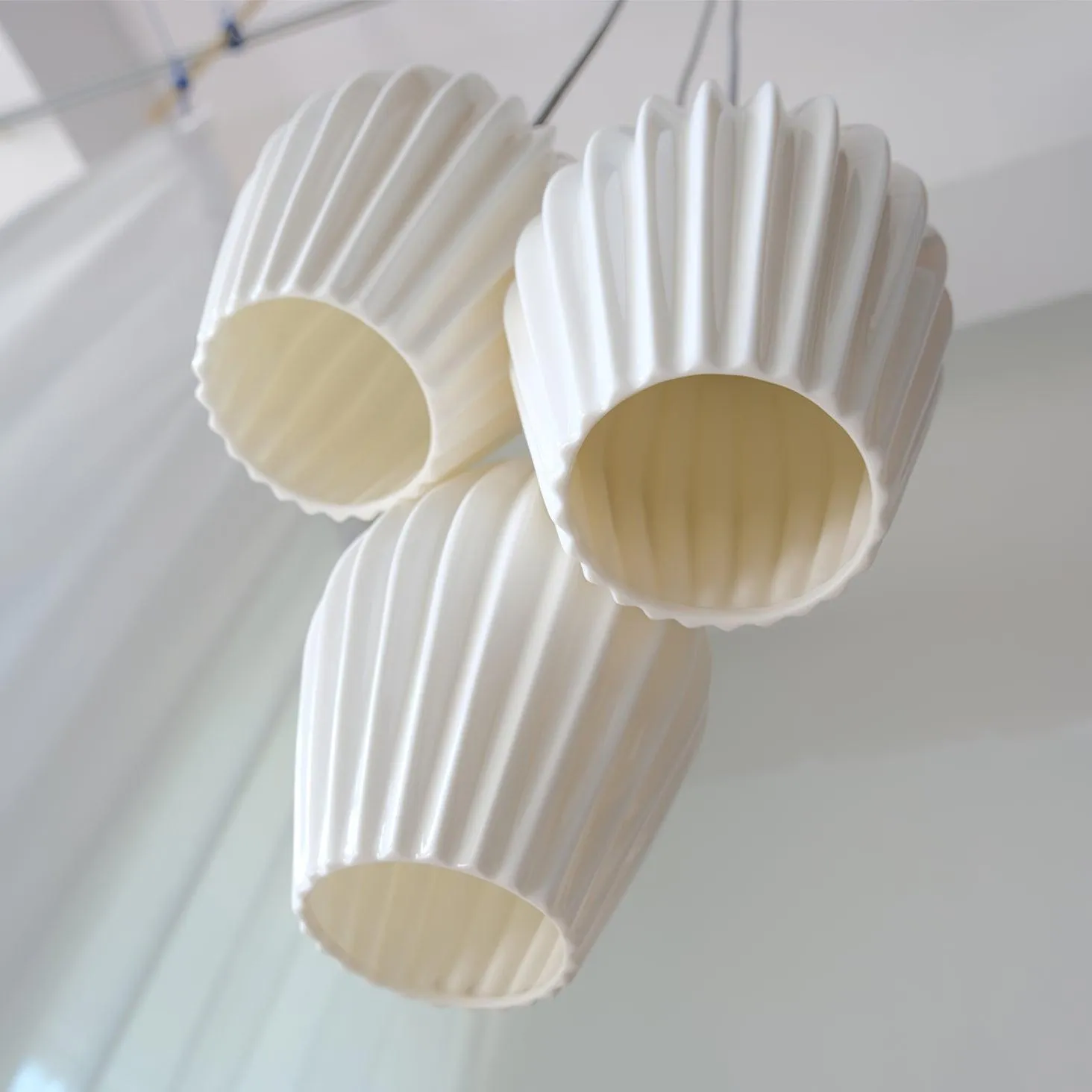 Ceramic Ribbed Pendant Light