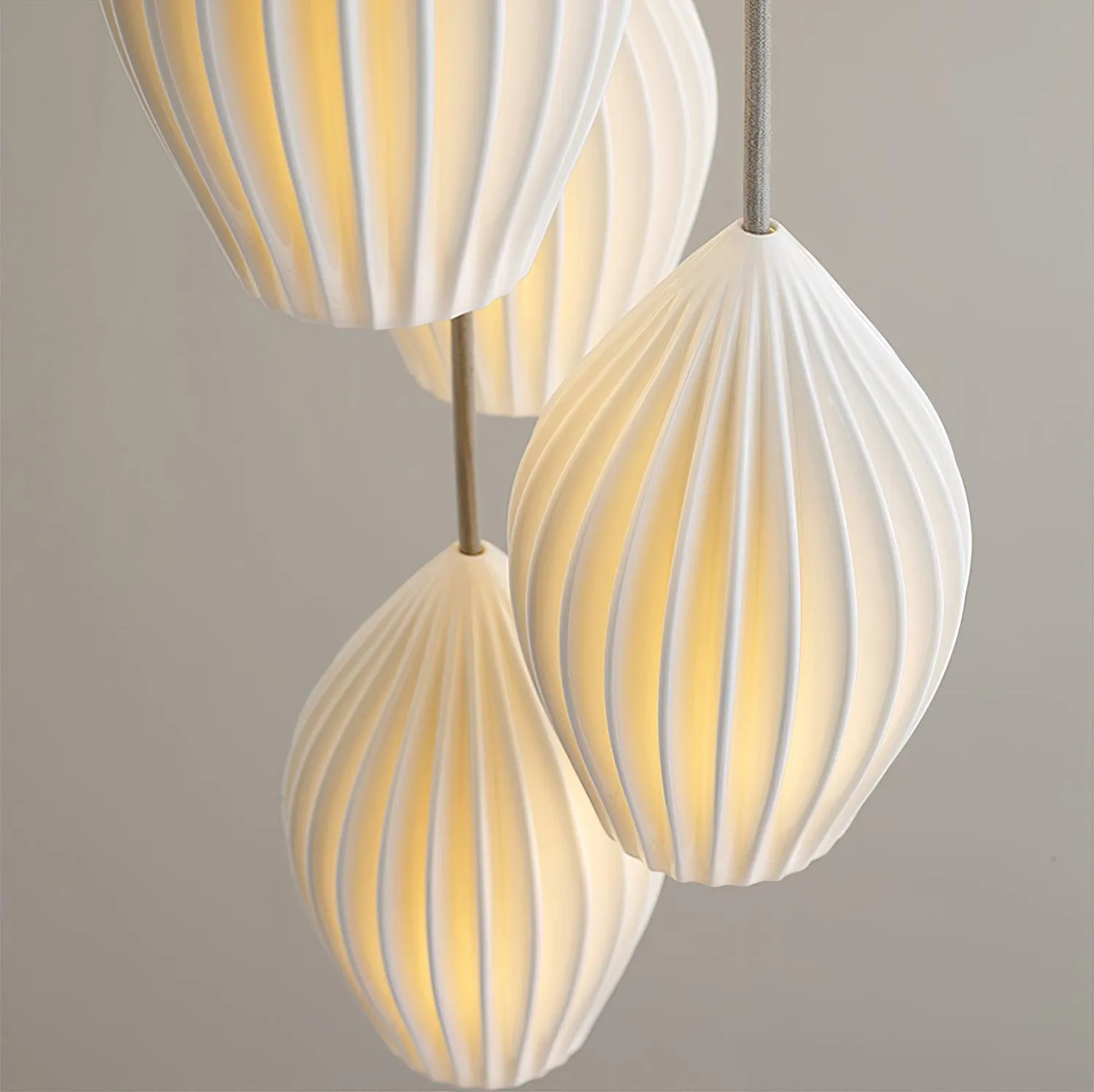 Ceramic Ribbed Pendant Light