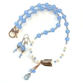 Charlotte: Floral Necklace Set with Blue Quartz