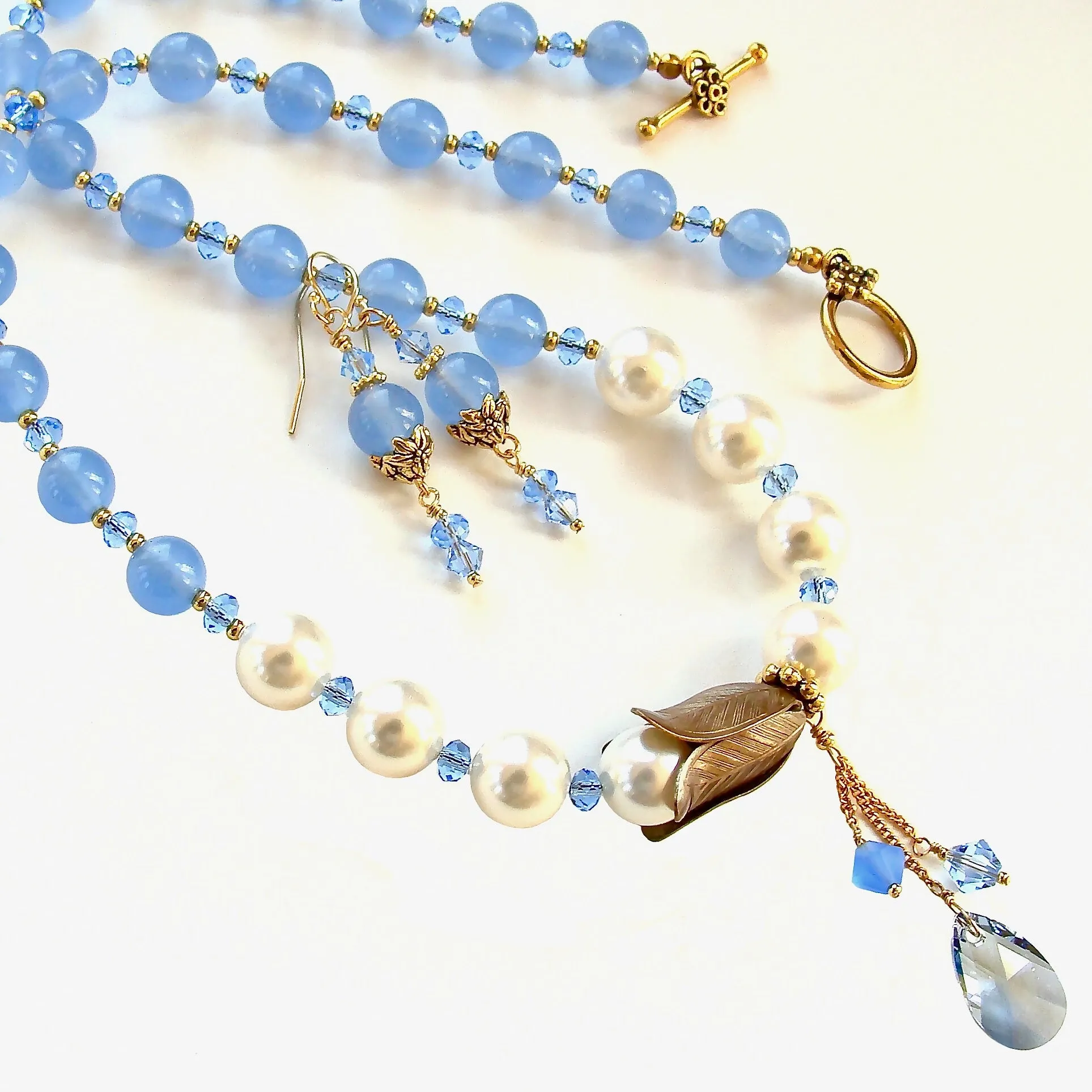 Charlotte: Floral Necklace Set with Blue Quartz