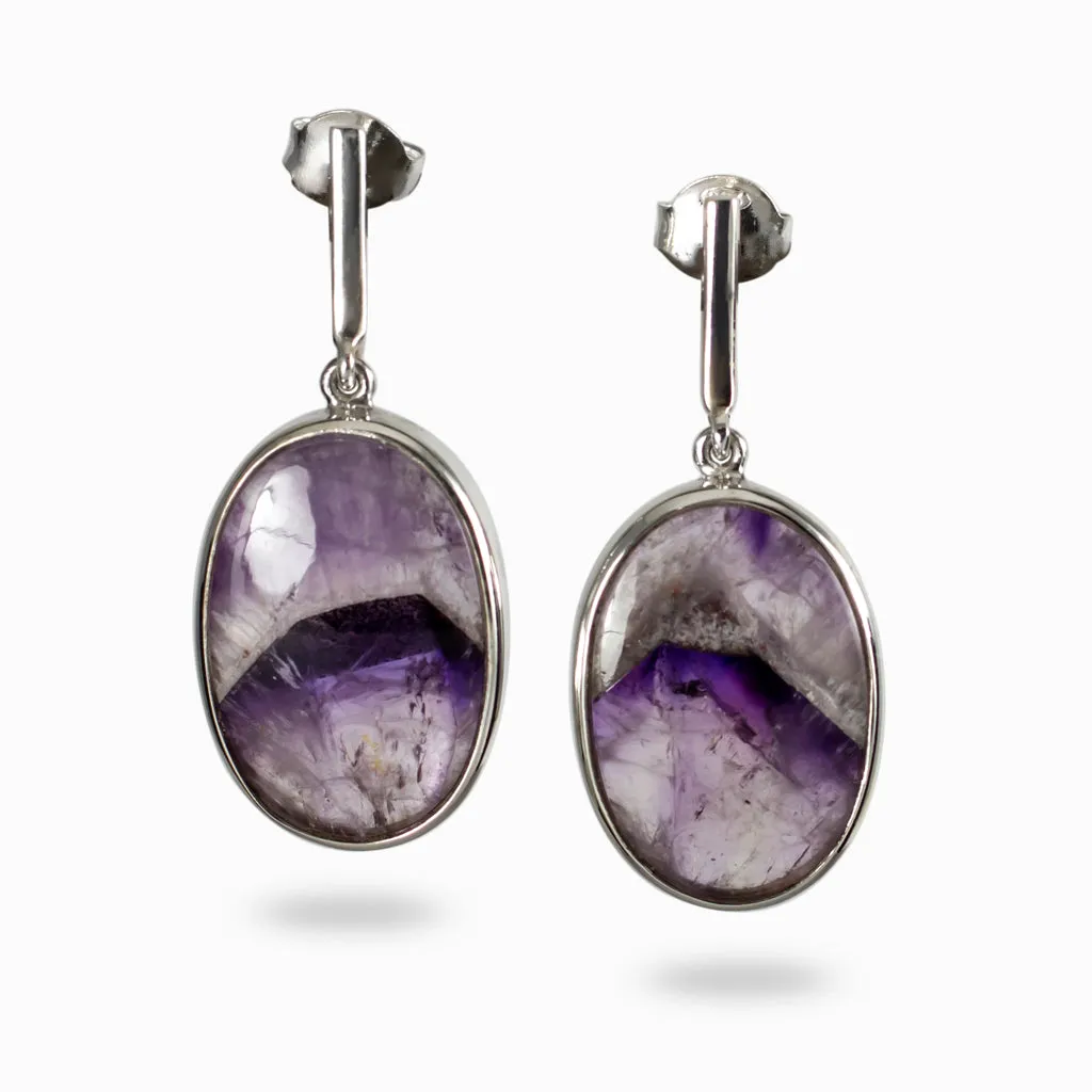 Chevron Amethyst Drop Earrings