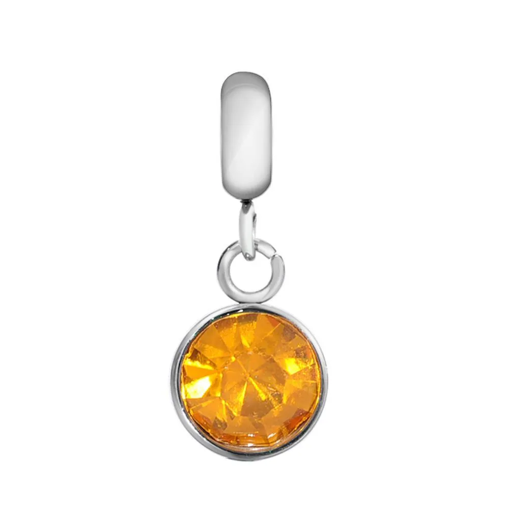 Children's 'November Birthstone' Topaz Coloured Crystal Drop Charm