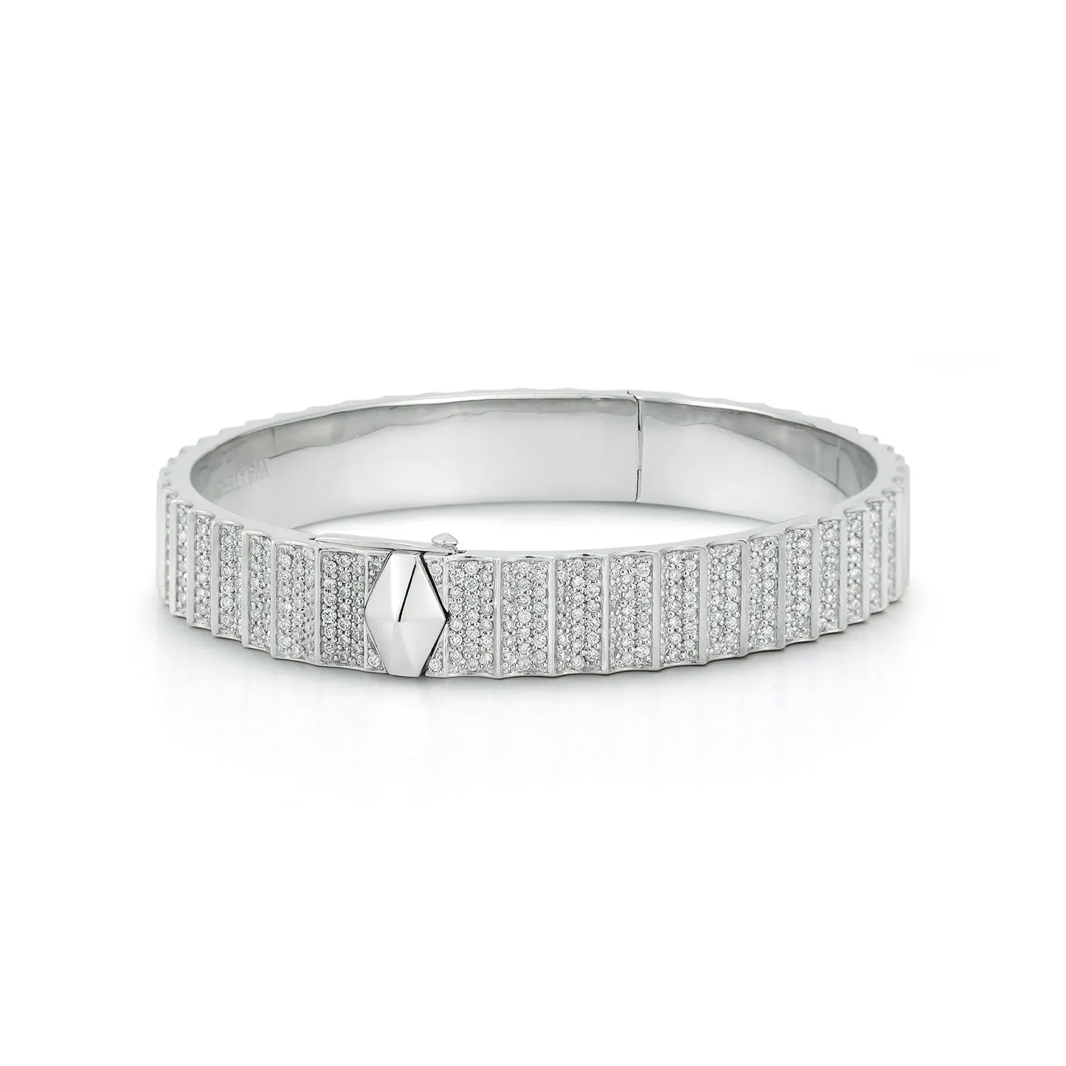 CII PLATINUM ALL DIAMOND FLUTED BANGLE BRACELET