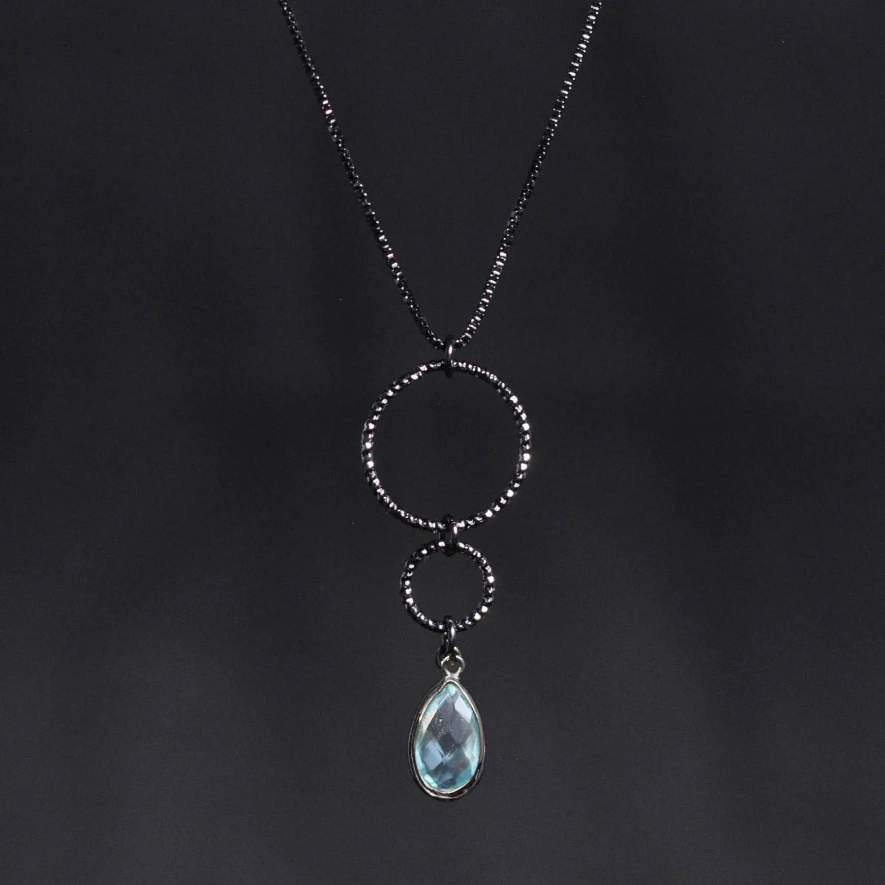 Circle Drop Necklace (Aqua)