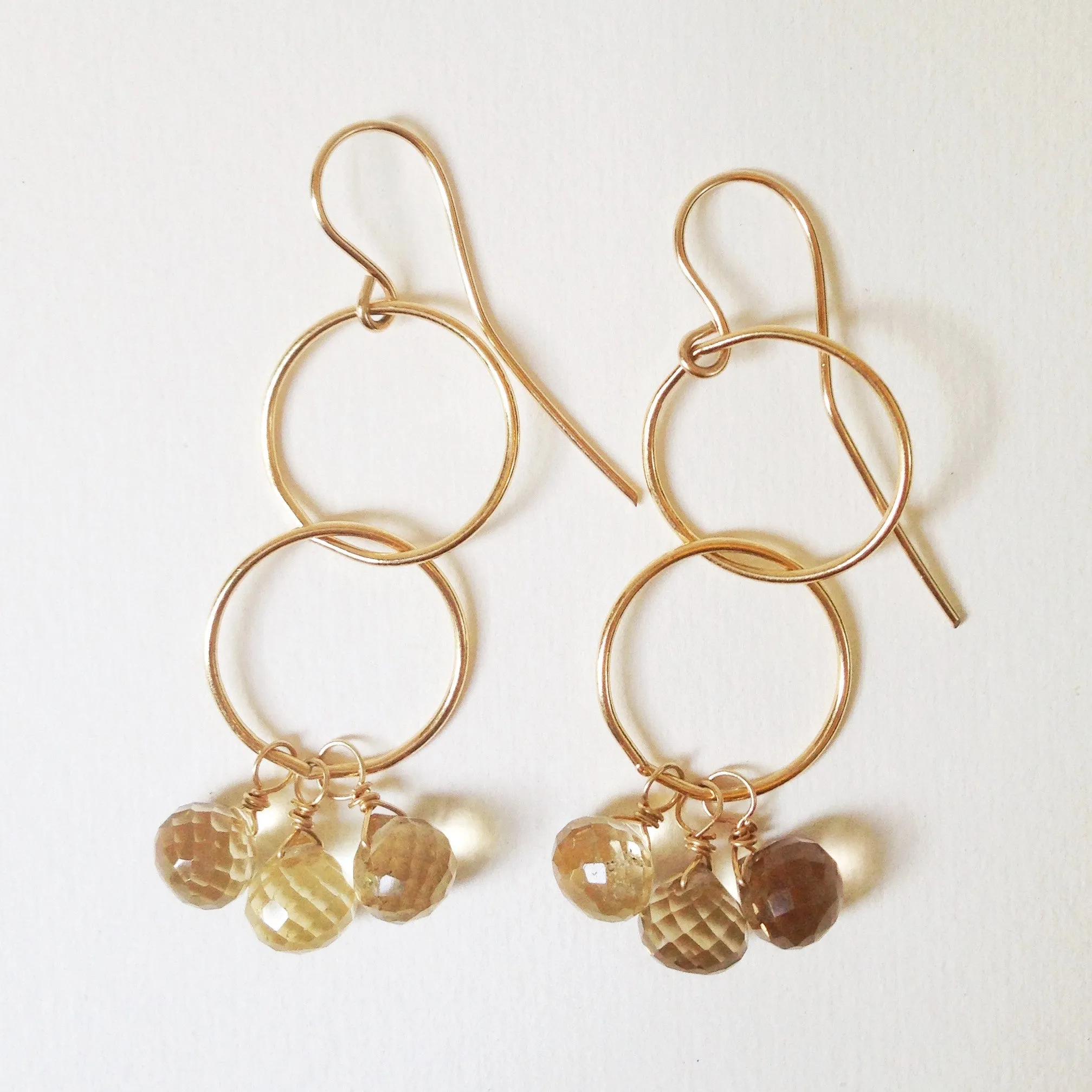 Circle Link Earrings with Quartz