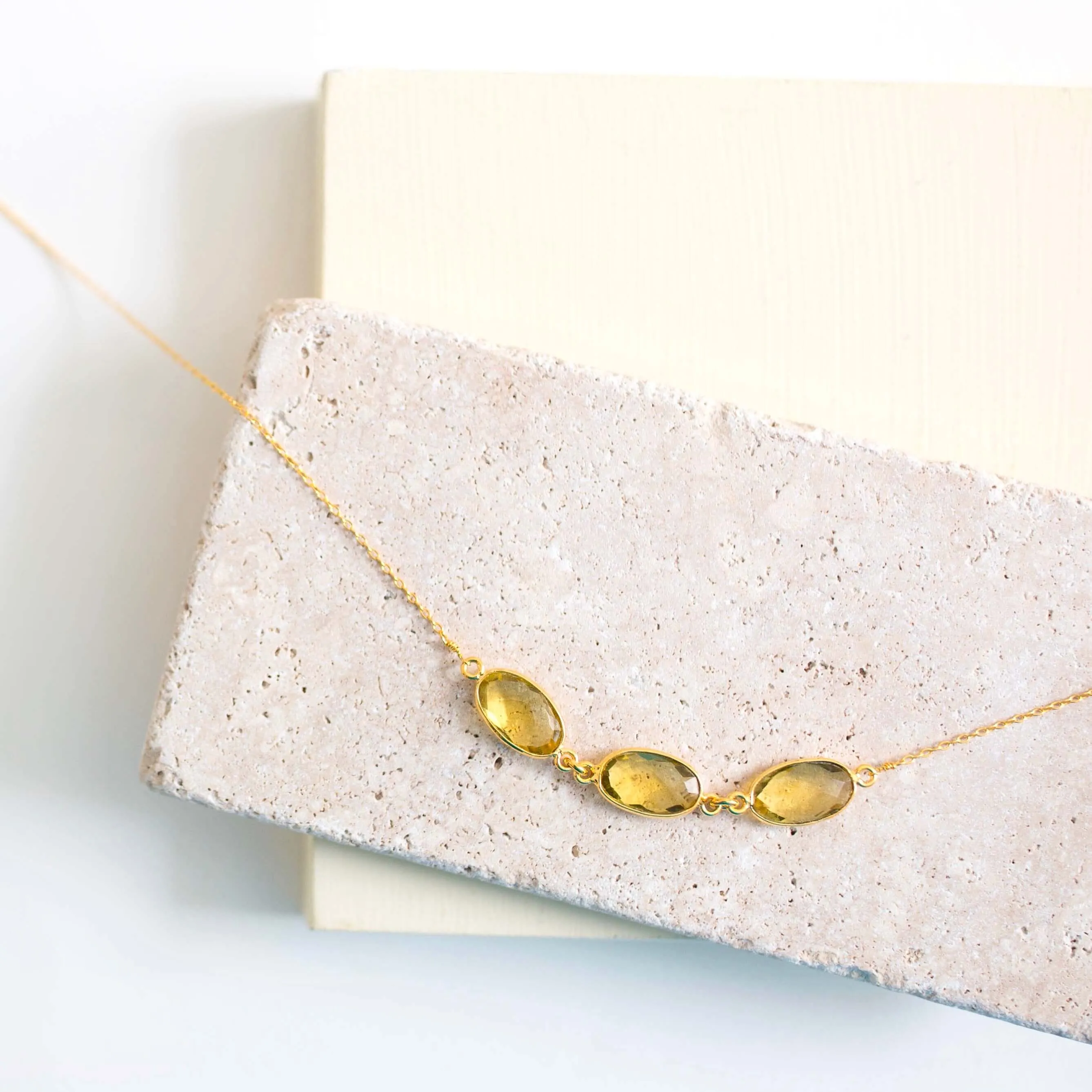 Citrine 3-Bezel Necklace